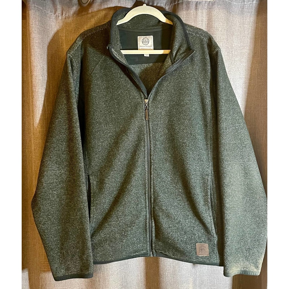 Field & Stream Heather Green Zip-up Sweater Sz Large